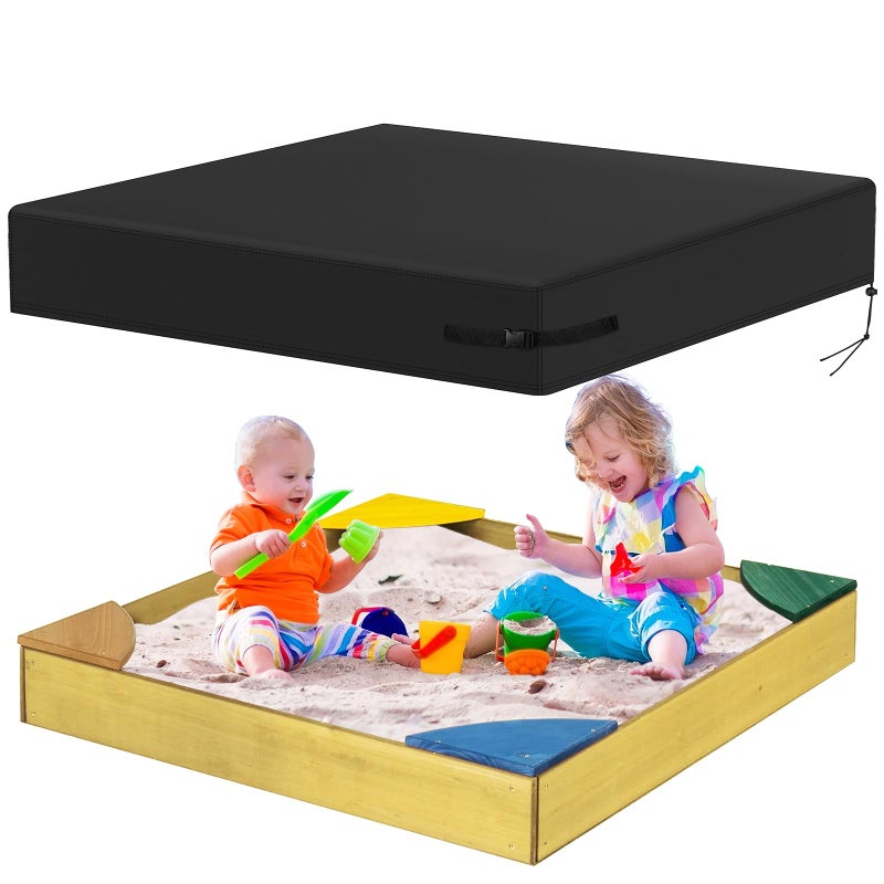 Yexcend Sandbox Cover, 420D Oxford Cloth Waterproof Outdoor Square Sand Box Cover for Kids, Protect Sandbox Sand and Toys(Black,61"" X 61"" X 8"") - Image 1
